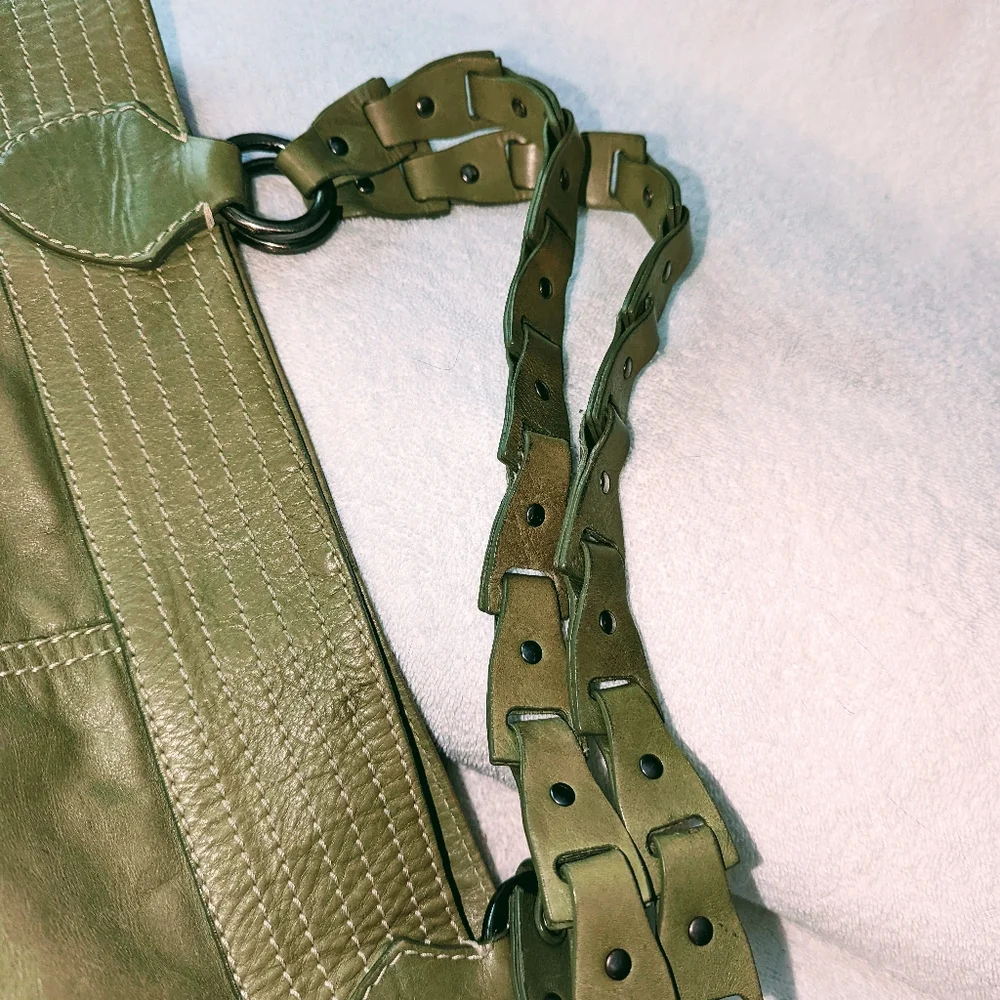 Francesco Biasia green leather hobo bag.